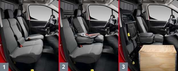 La Cabina Extenso® puede llevar a 3 personas delante con una banqueta 2 plazas modulable.